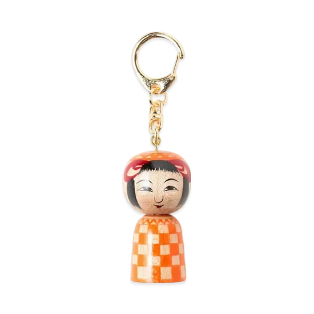 BEAMS Fukushima Map vol.50 Exclusive clay bath kokeshi keychain "Orange"