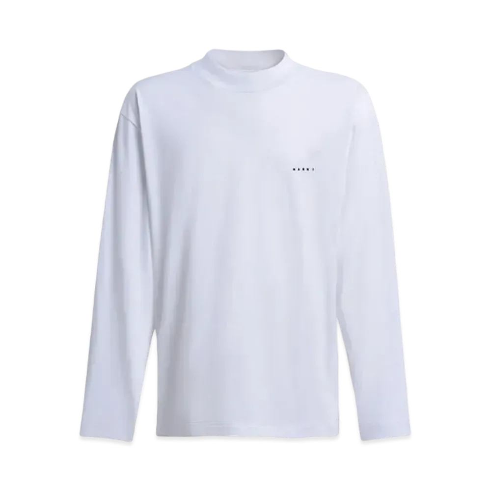 Marni Organic Cotton Long Sleeved T-Shirt With Embroidered Logo "White"