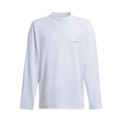 Marni Organic Cotton Long Sleeved T-Shirt With Embroidered Logo "White"