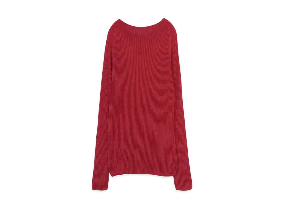 Yohji Yamamoto 12G2P 2X3 RIB WG ROUND NECK WG "Bordeaux"