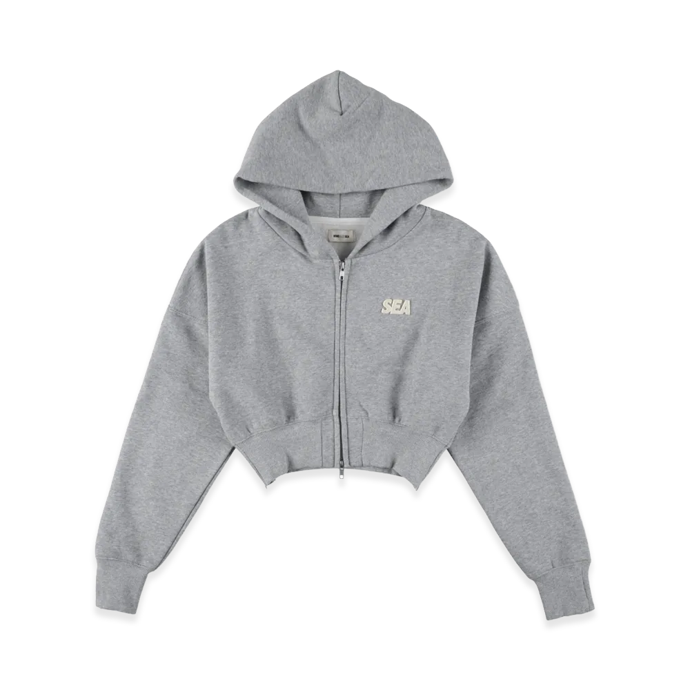WIND AND SEA Cozy Cloud Zip-Up Cropped Hooded Sweatshirt "Gray"
