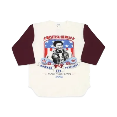SAPEur x MASATOSHI HAMADA Hamada For Presiden 3/4 Sleeve "White Burgundy"