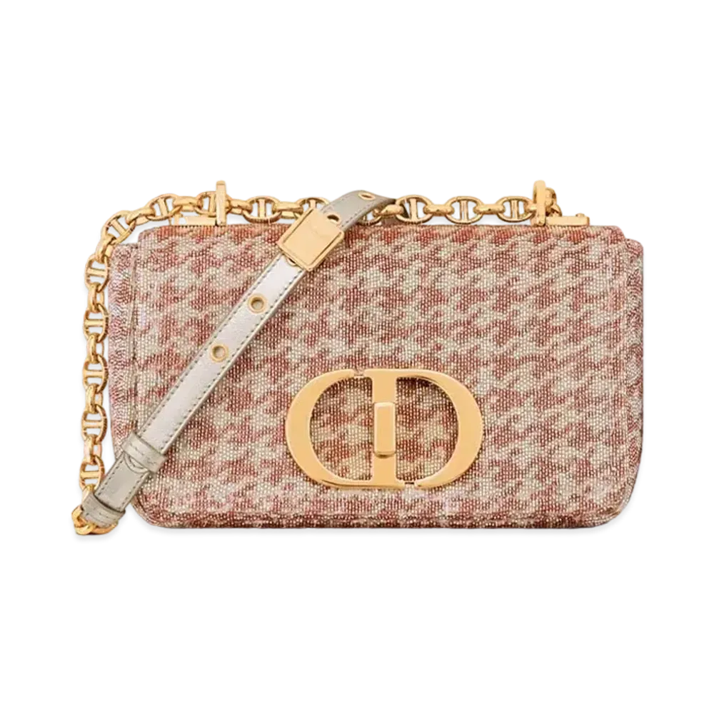 Dior Caro Small Bag Houndtooth Embroidery "Pink"