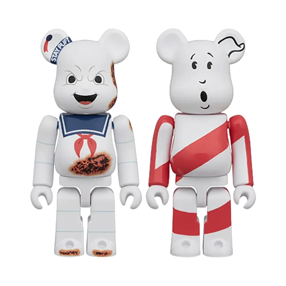 MEDICOM TOY "BEARBRICK" -Ghostbusters- Bearbrick 2Pcs Set Stay Puft Marshmallow Man "Angry Face" & No Ghost