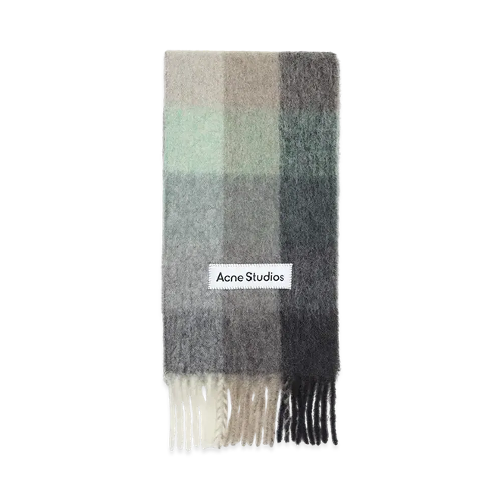 Acne Studios Mohair Check Scarf "Green/Grey/Black"