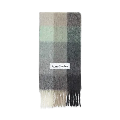 Acne Studios Mohair Check Scarf "Green/Grey/Black"