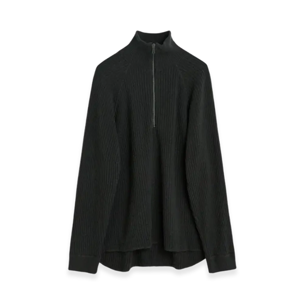 OUR LEGACY Half Zip Turtleneck Habitable Silk "Anthracite"