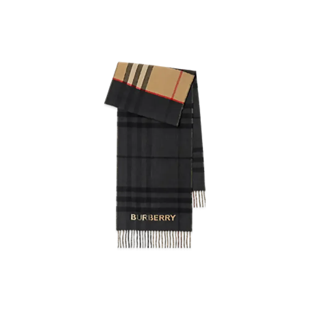 Burberry Contrast Check Cashmere Scarf "Archive Beige/Black"