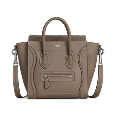 CELINE Nano Luggage Bag In Drummed Calfskin "Souris"