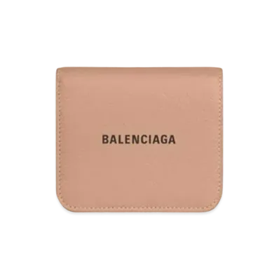 BALENCIAGA Cash Flap Coin And Card Holder in Mink "Beige"