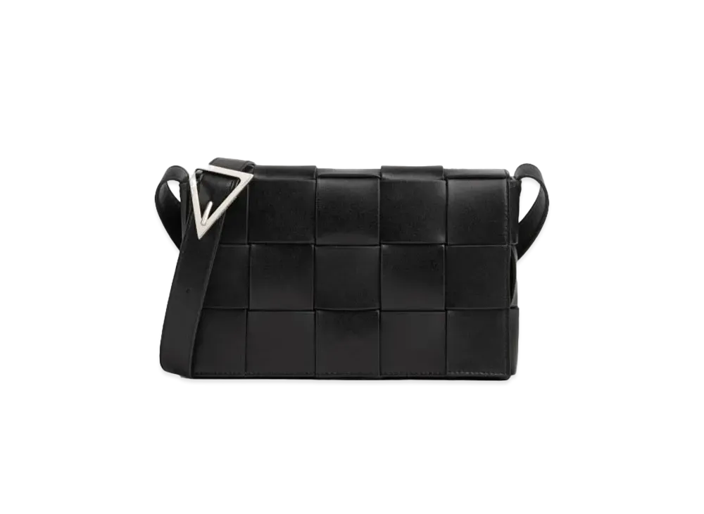 Bottega Veneta Calfskin Cassette Crossbody Bag "Black/Parrot Green"