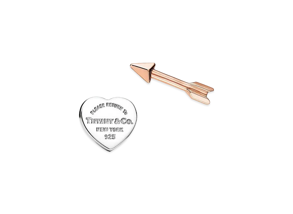 Tiffany & Co. Return to Tiffany Lovestruck Heart Tag & Arrow Earrings 18K "Silver/Rose Gold"
