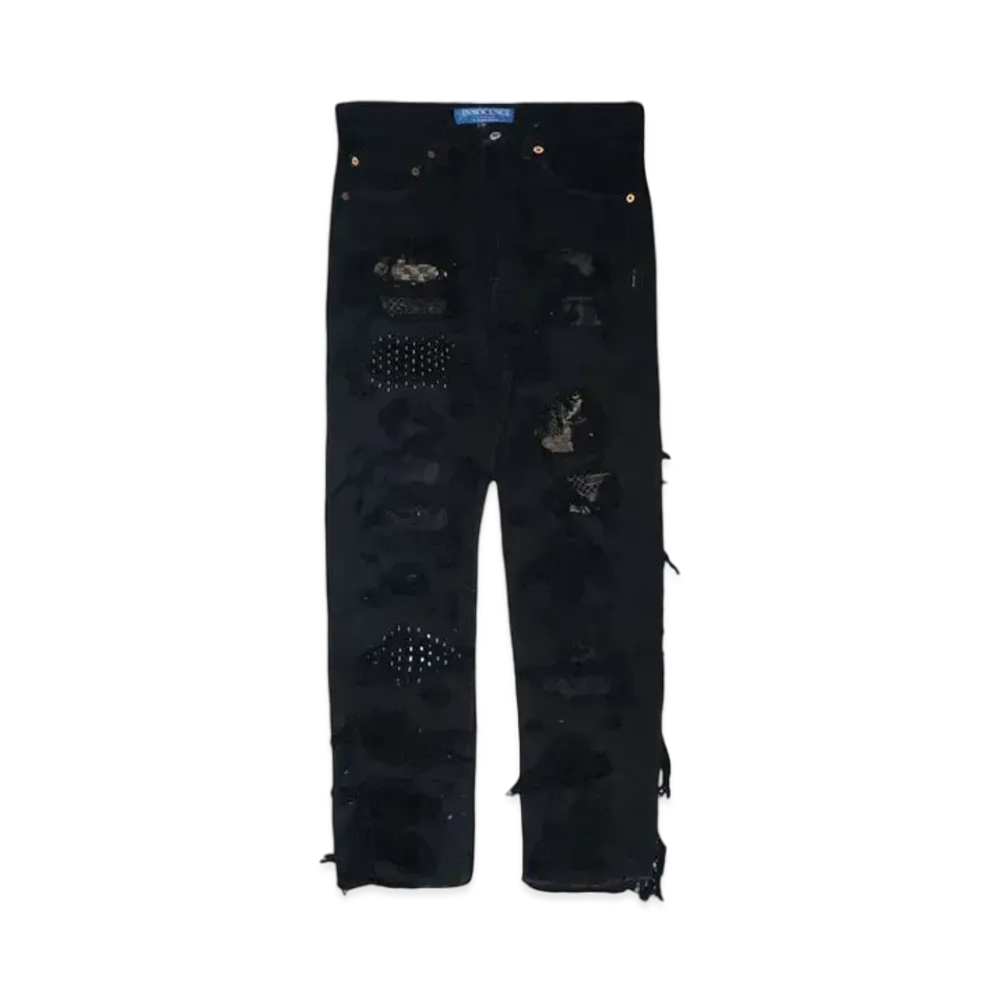 INNOCENCE NYC SASHIKO DESTROY DENIM PANTS "BLACK"