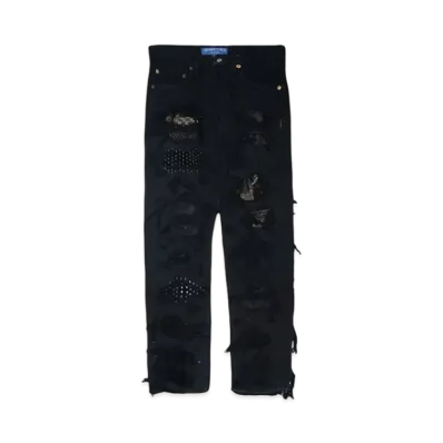 INNOCENCE NYC SASHIKO DESTROY DENIM PANTS "BLACK"