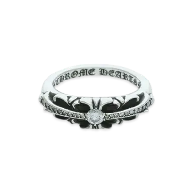 Chrome Hearts Baby Classic Floral Cross Pave Diamonds Ring "Silver"