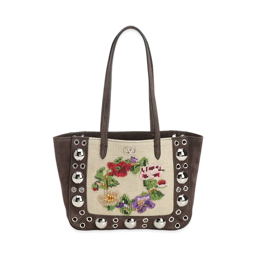 Valentino Women's "Nellcote" Mini Suede Shopping Bag "Multicolor"