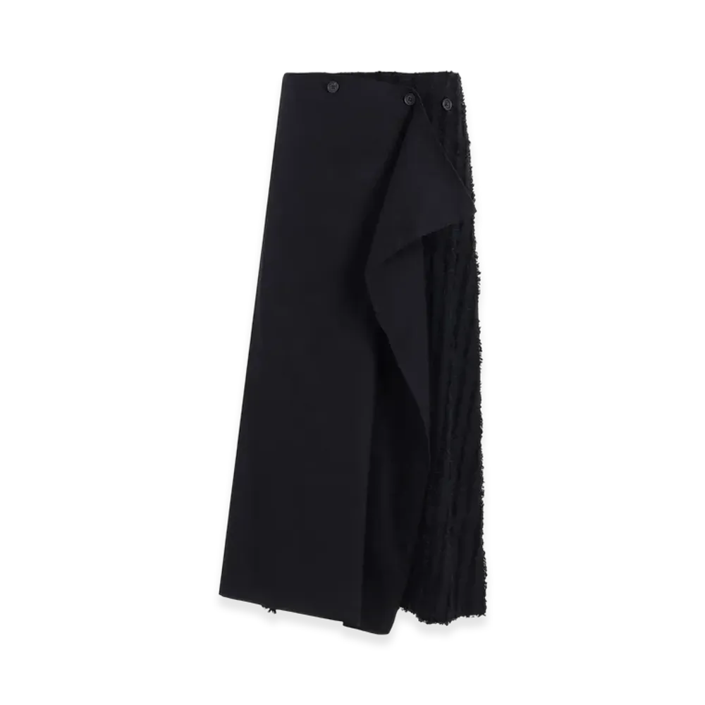 S'YTE Jacquard Fringe Stripe Wrap Skirt "Black"