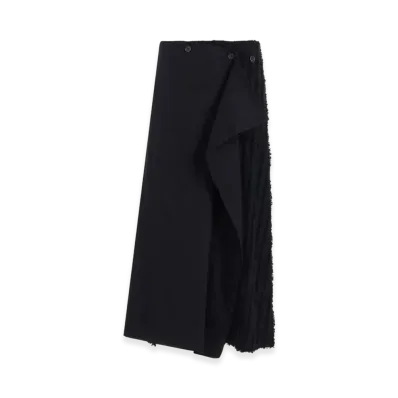 S'YTE Jacquard Fringe Stripe Wrap Skirt "Black"