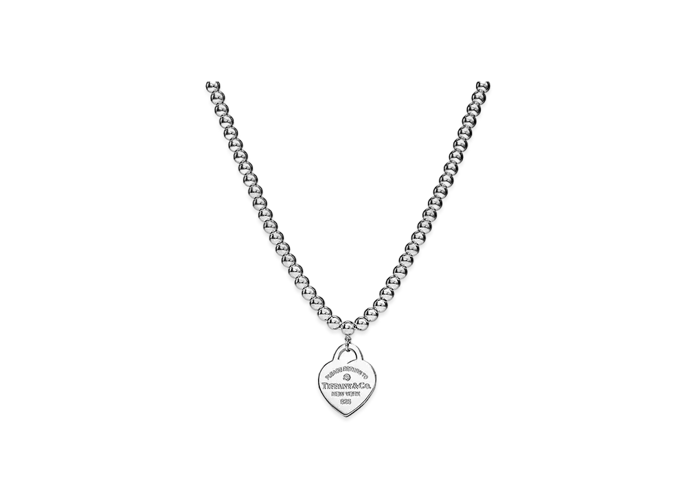 Tiffany & Co. Return to Tiffany Heart Tag Bead Necklace "Silver/Diamond"