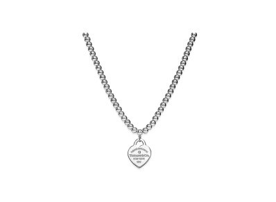 Tiffany & Co. Return to Tiffany Heart Tag Bead Necklace "Silver/Diamond"