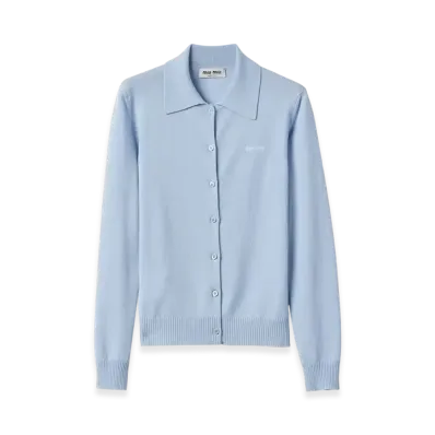 MIU MIU Women's Cashmere Knit Cardigan "Light Blue"