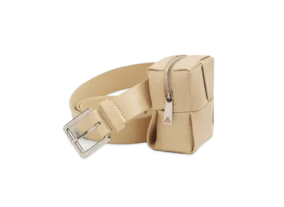 Bottega Veneta Leather Belt With Zipper Pouch "Porridge"