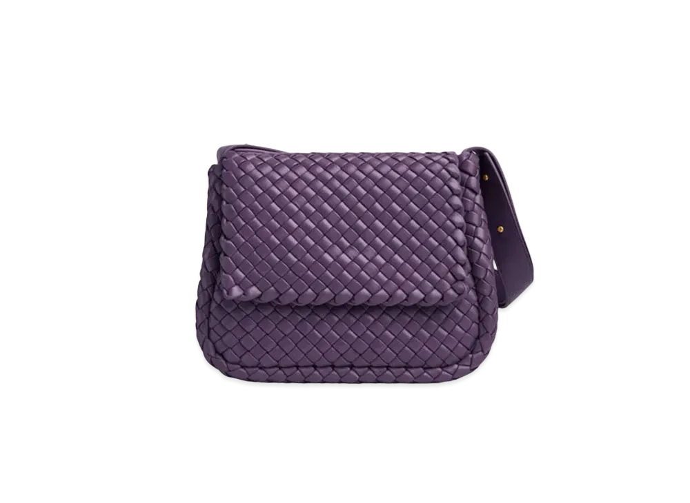 Bottega Veneta Lambskin Cobble Shoulder Bag "Eggplant"