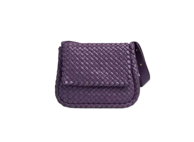 Bottega Veneta Lambskin Cobble Shoulder Bag "Eggplant"