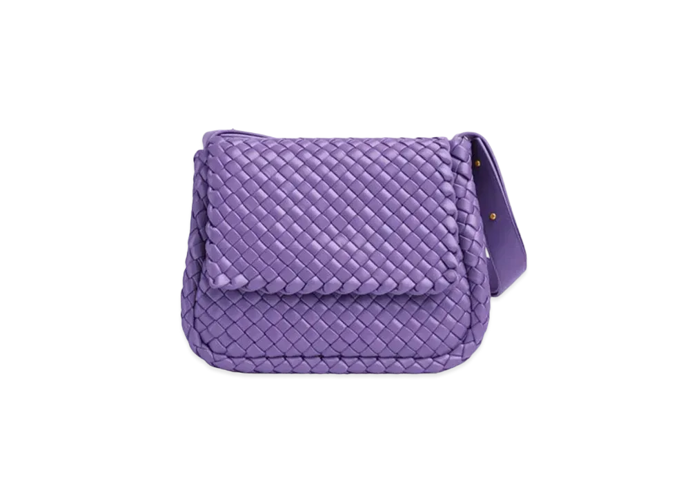 Bottega Veneta Lambskin Cobble Shoulder Bag "Purple"