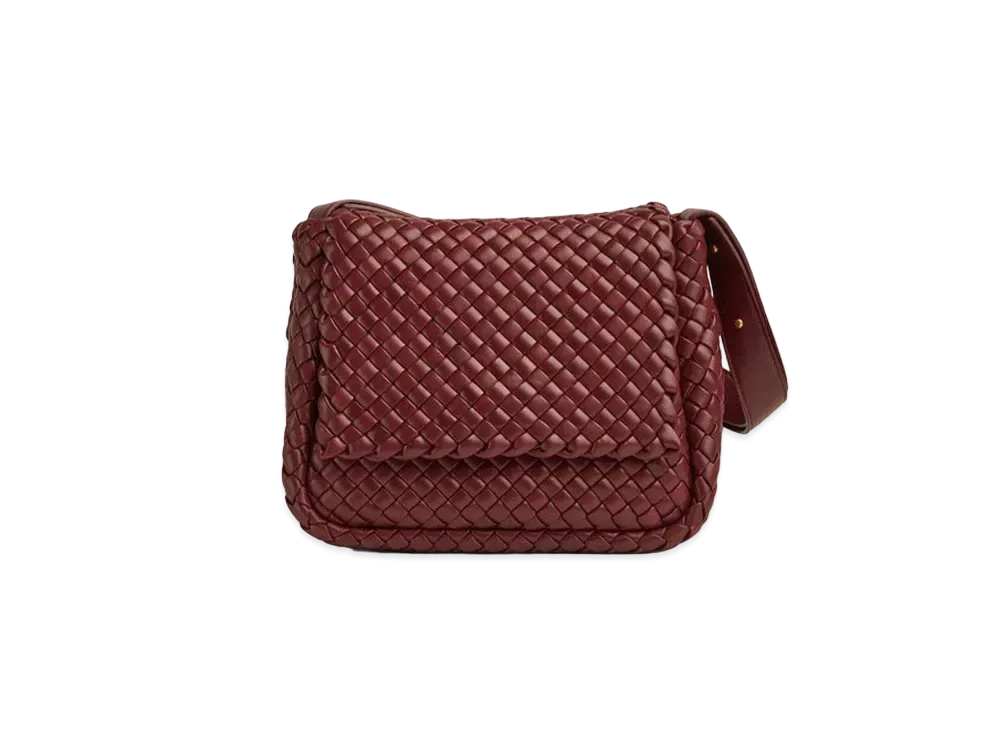 Bottega Veneta Lambskin Cobble Shoulder Bag "Bordeaux"