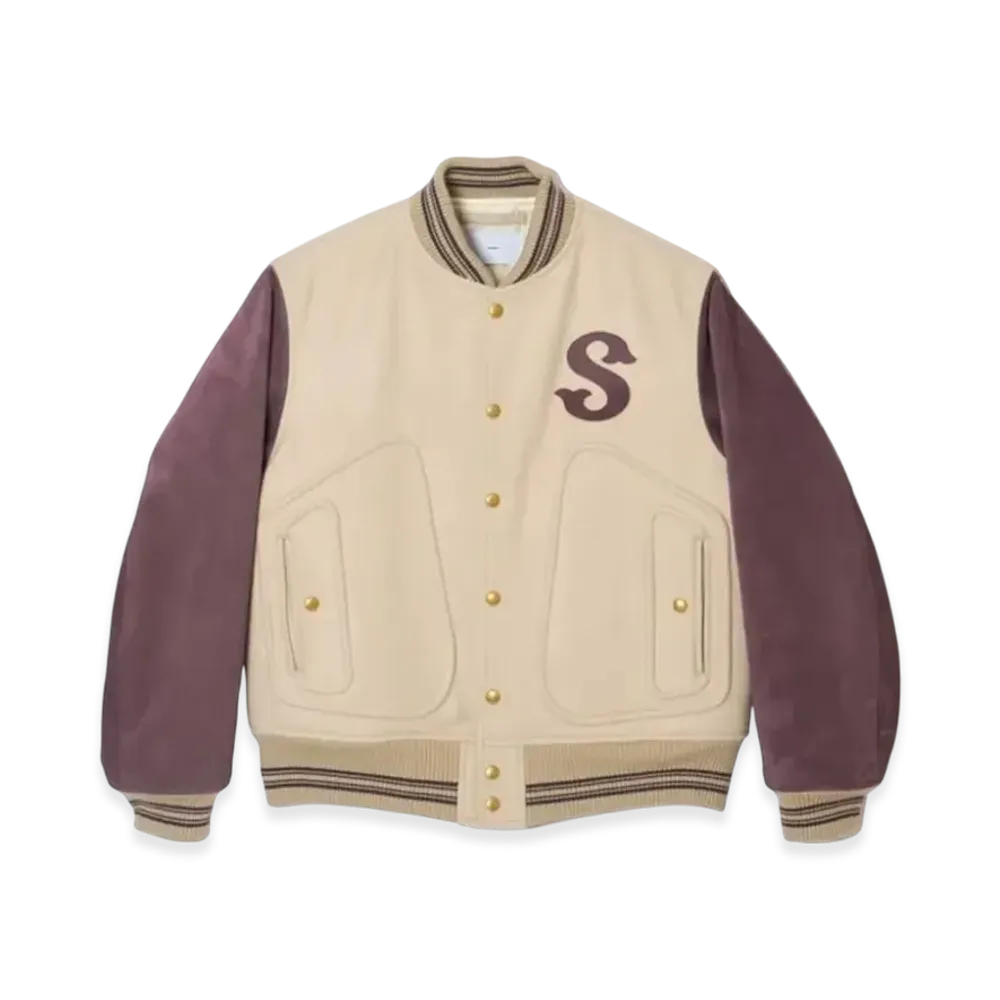 SUGARHILL Leather Studium Jacket "Beige/Purple"