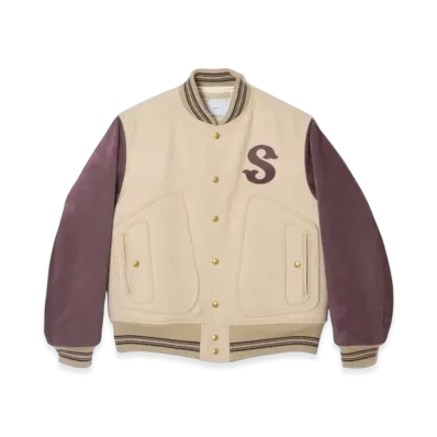 SUGARHILL Leather Studium Jacket "Beige/Purple"