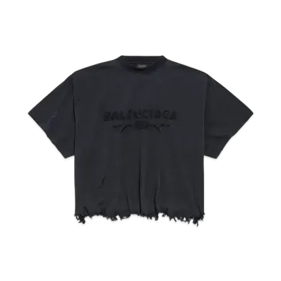 BALENCIAGA Women's New Year Series 25 - Cropped T-Shirt "Heather Black"