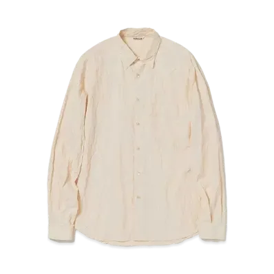 AURALEE Wrinkled Washed Finx Twill Shirt "Pink Beige"