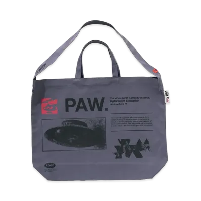 A BATHING APE x KAZUKI KURAISHI Whole Earth 2-Way Canvas Tote Bag "Charcoal"