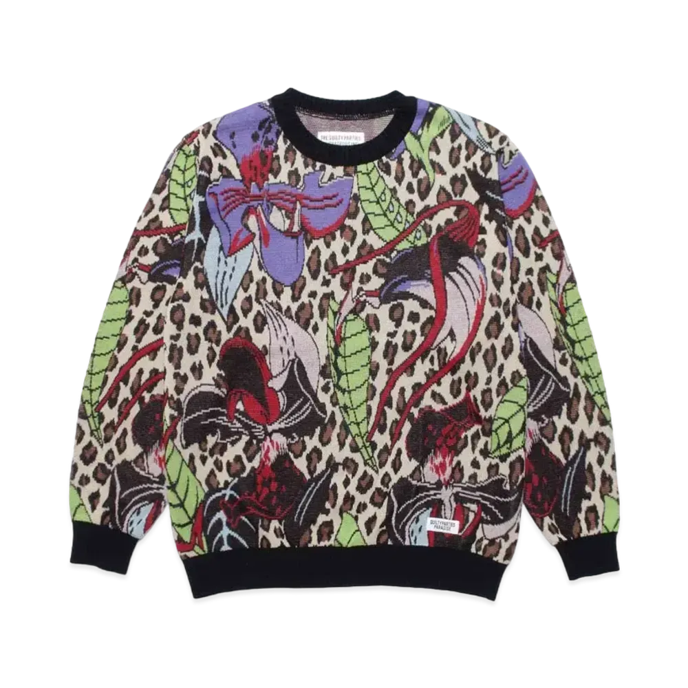 WACKO MARIA HIYATSUKAZU KNIT JACQUARD SWEATER "Beige"