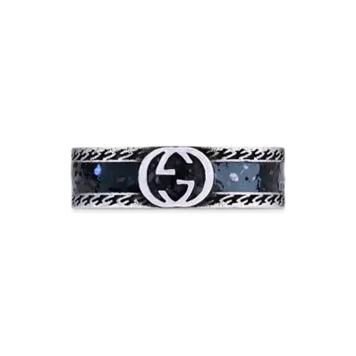 GUCCI Interlocking Ring "Black/Silver"