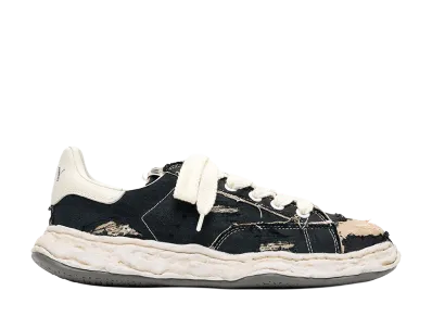 Maison MIHARA YASUHIRO CHARLES OG Sole Ripped Overdye Canvas Low-top Sneaker "Black"
