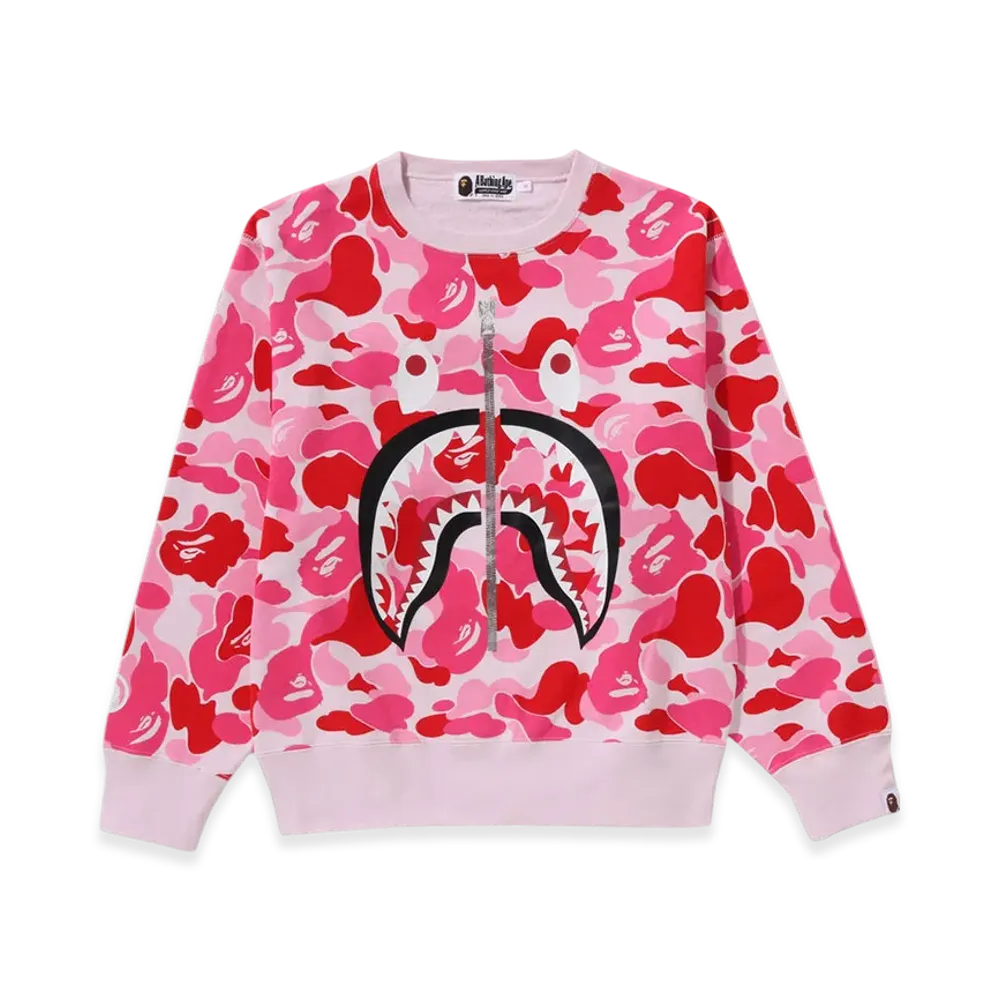 A BATHING APE ABC Camo Shark Crewneck Sweatshirt "Pink"