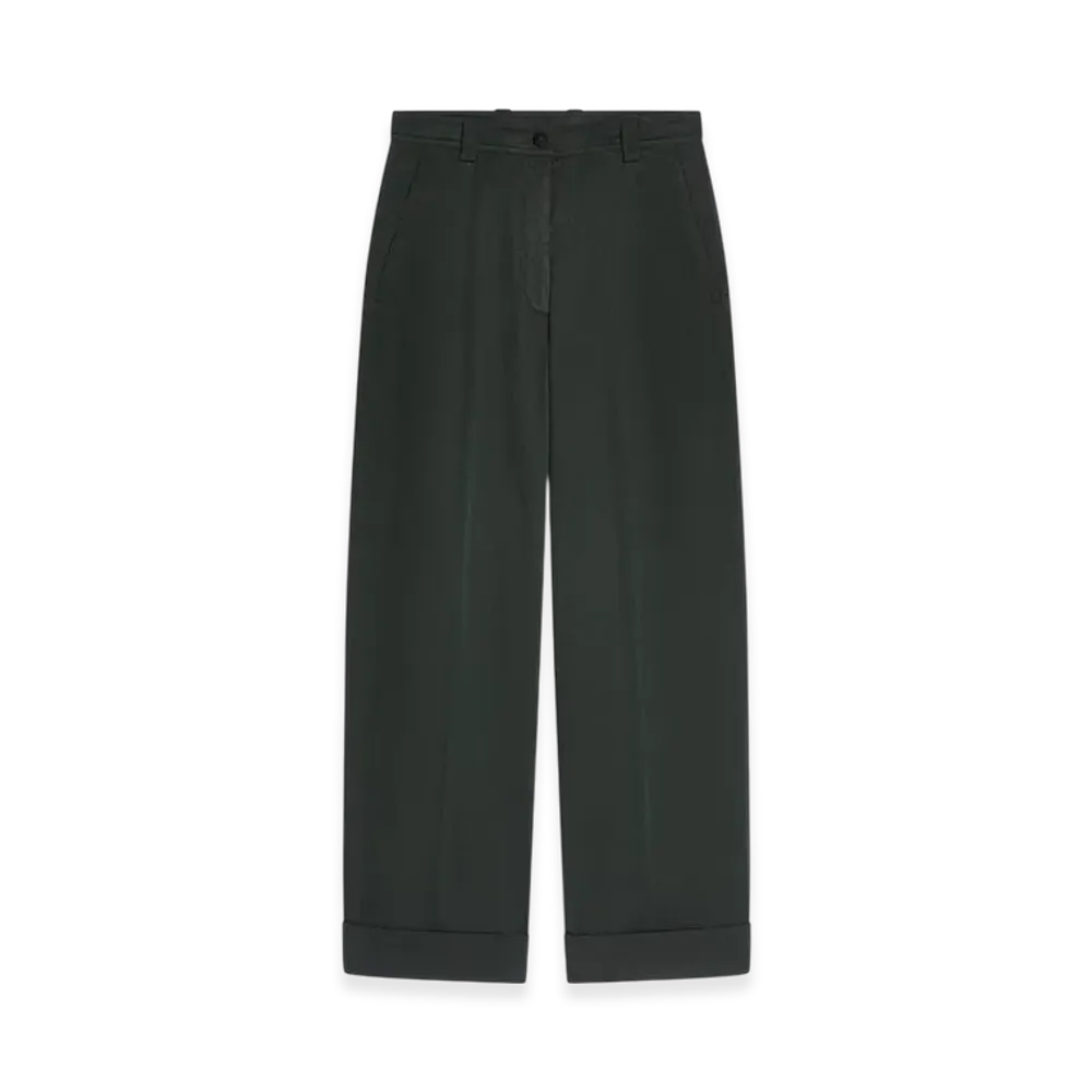 DRIES VAN NOTEN Women's Cuffed Cotton Pants "Dark green"