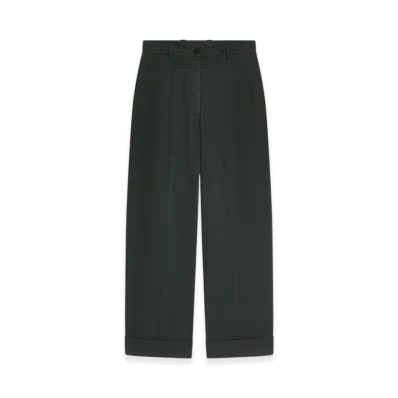 DRIES VAN NOTEN Women's Cuffed Cotton Pants "Dark green"