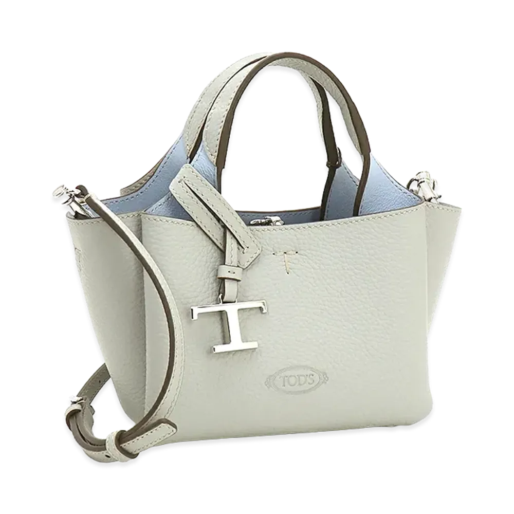 TOD'S Women's Leather Micro Handbag "Light Gray/Sky Blue"