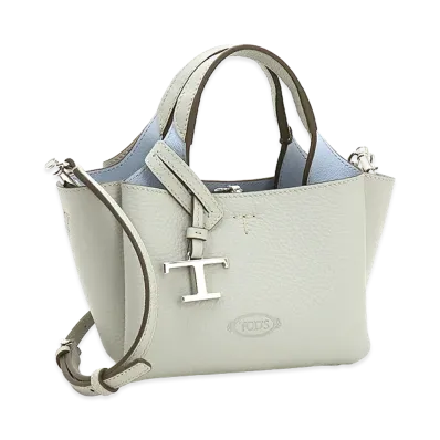 TOD'S Women's Leather Micro Handbag "Light Gray/Sky Blue"