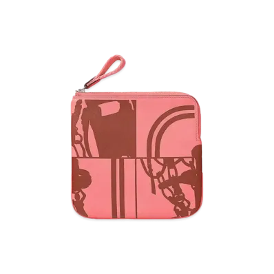 Hermes Carre Pocket Pouch "Rose D'Ete/Sienne/Rose D'Ete"