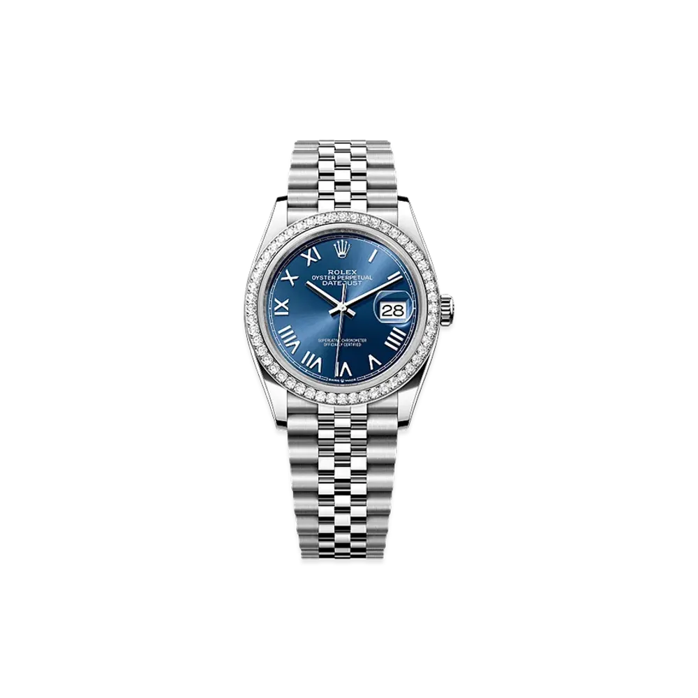 ROLEX Datejust 36 Oystersteel & White Gold Diamond "Bright Blue"