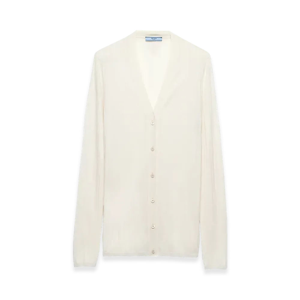 PRADA Women's Cashmere Silk Cardigan "Vanilla"