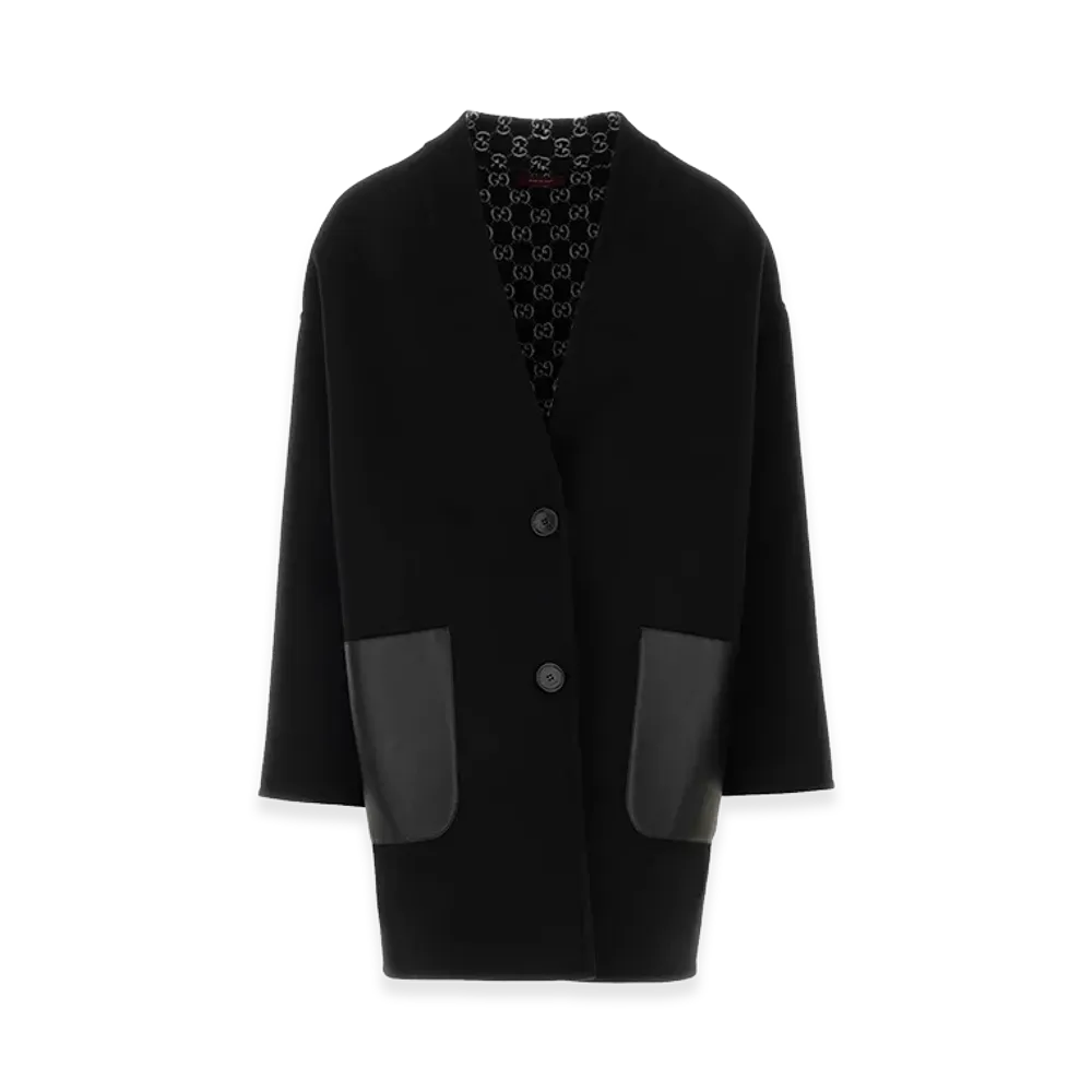 GUCCI Women's Wool Blend Reversible Coat "Black"