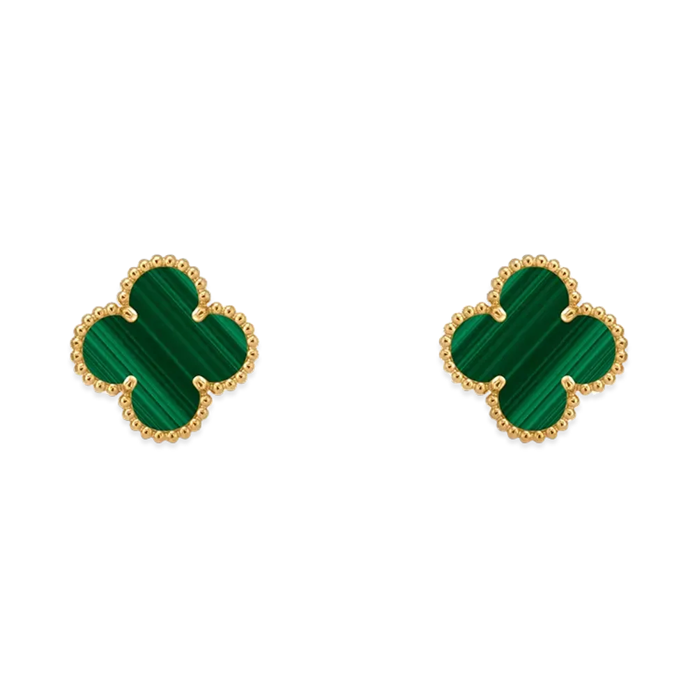 Van Cleef & Arpels Vintage Alhambra earrings "18K Yellow gold/Malachite"
