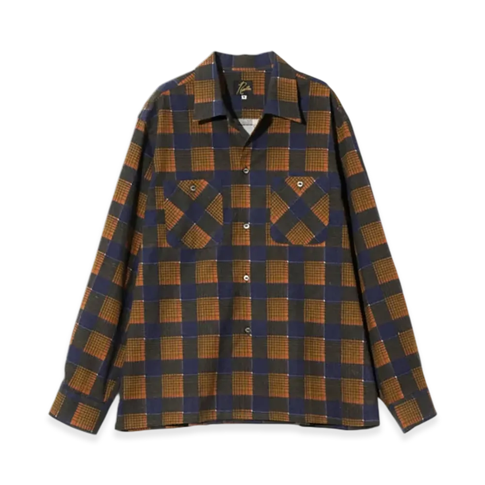 NEEDLES One-Up Shirt - Printed Flannel / Plaid "Orange"