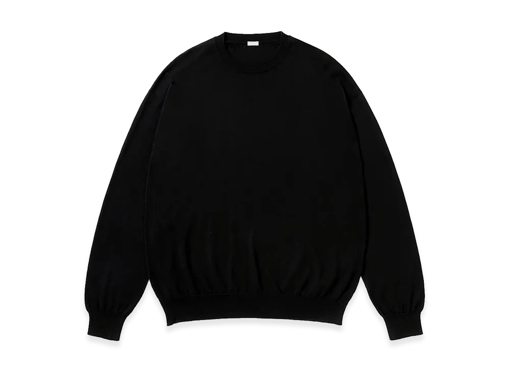A.PRESSE Wool Cotton High Gauge Crewneck Sweater "Black"